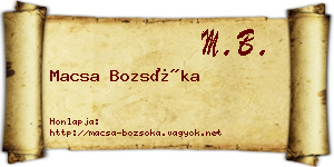 Macsa Bozsóka névjegykártya
